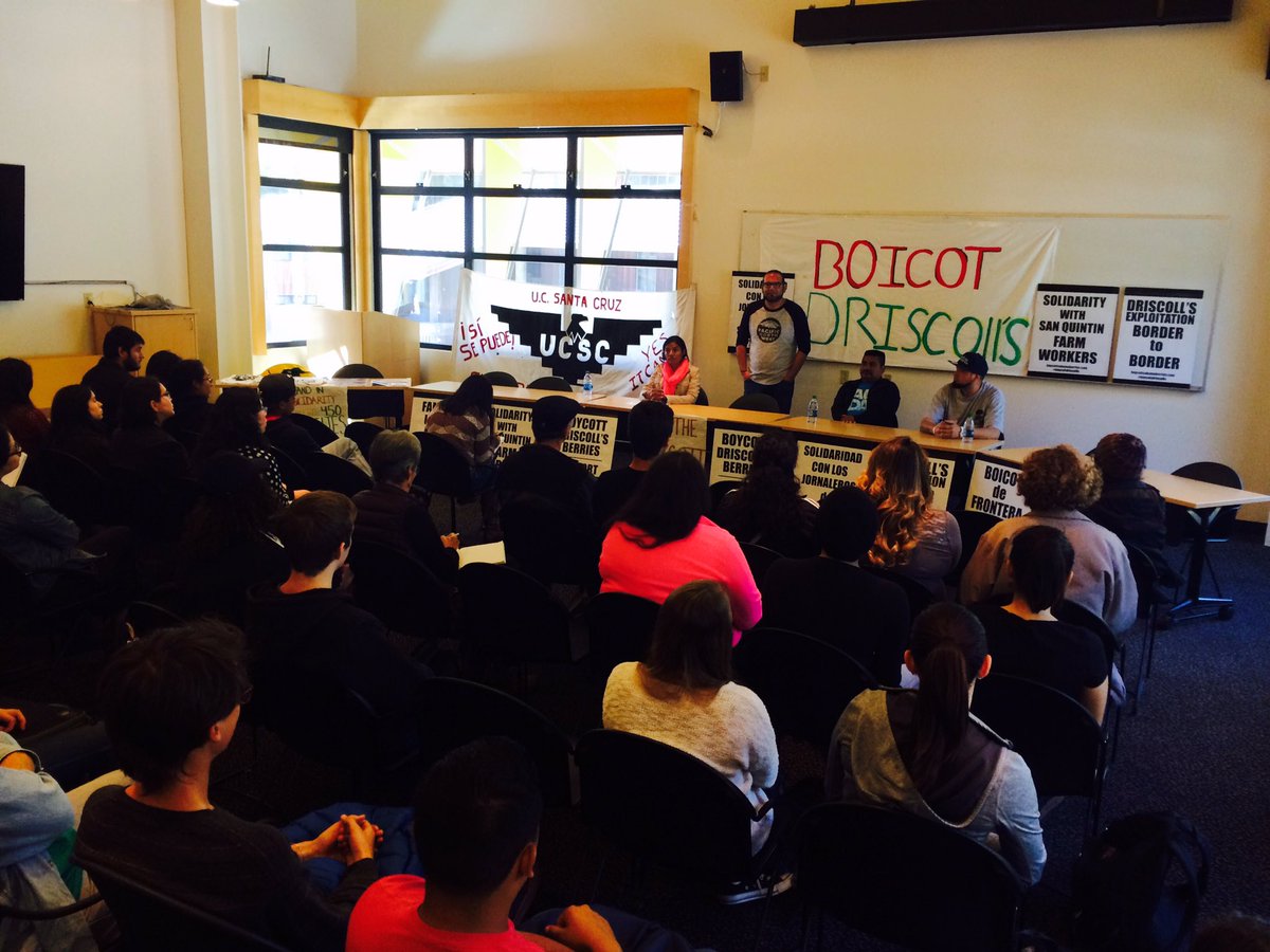 TjDemos's tweet image. #boycottdriscolls at ucsc / creative ecologies supports farm workers