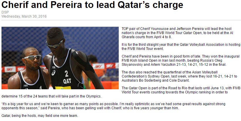QatarVolleyball's tweet photo. .@DohaStadiumPlus Coverage
#FIVBWorldTour #QatarOpen2016 (April 4-8) https://t.co/mkfdgdZ4eW