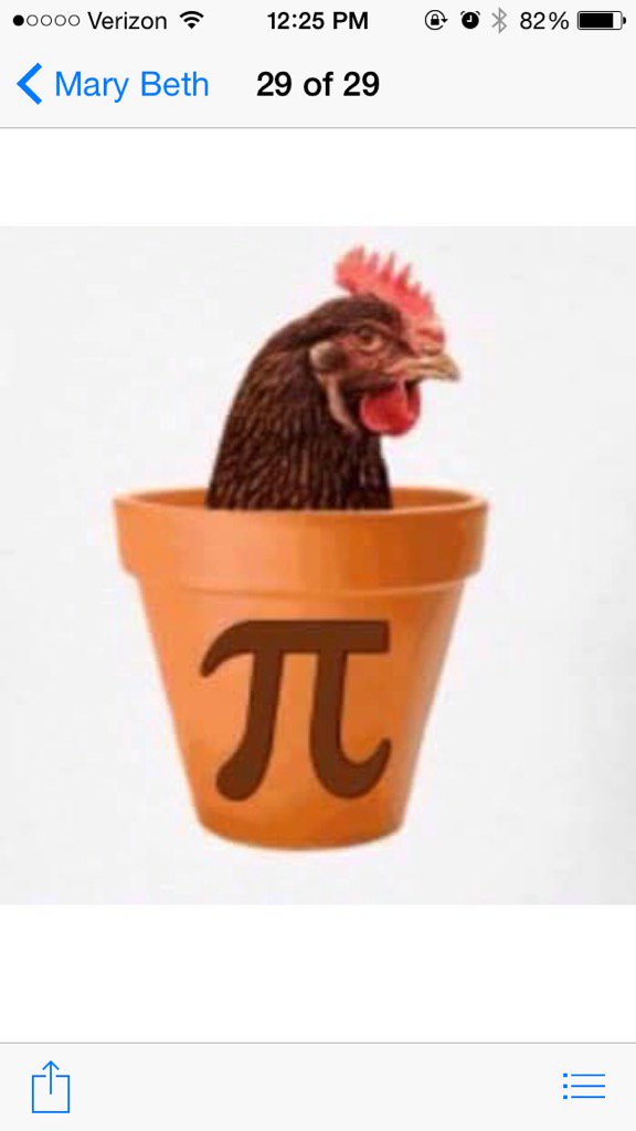 MrsSellersVMS's tweet photo. You know you are a math teacher when your daughter sends you this pic. #chickenpotpi #mathteacherslovethesethings https://t.co/5s41soJ06L