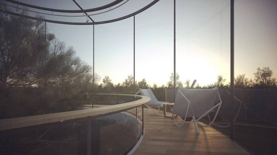 fubiz's tweet photo. Circular Glass House Featuring a Big Tree in its Heart https://t.co/Z2Ls89oVI4 https://t.co/a3APuWhHv8