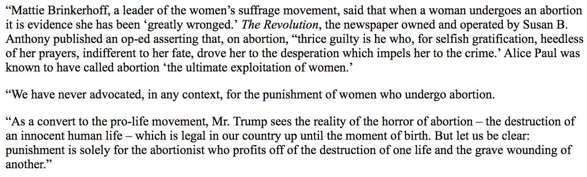 Marjorie Dannenfelser, prez of anti-abortion Susan B. Anthony List, holds Trump at arms length in stmnt: https://t.co/FicrURuF1Z