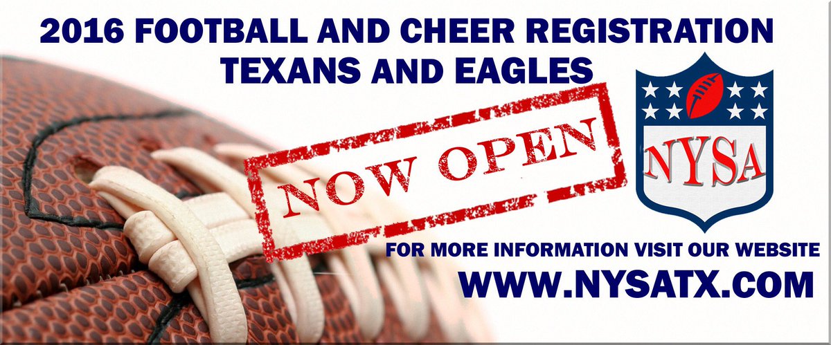 NYSATX's tweet photo. Spots are filling up. Register your little Texan or Eagle before you forget #nysatx #football #cheer https://t.co/gXfOwtTi80