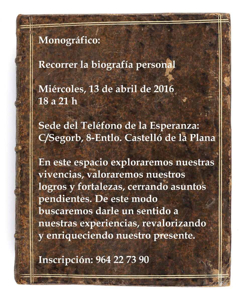 TEdeCastelln's tweet photo. ¡ATENCIÓN! - Recorrer la biografía personal - nueva fecha: miércoles 13 de abril. ¡Reserva ya tu plaza! :) https://t.co/6I9MO53CFd