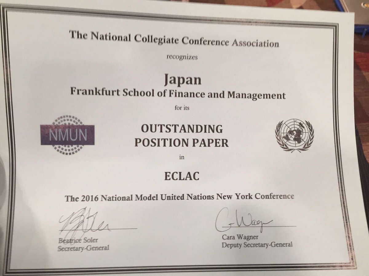 fs_mun's tweet photo. Congrats to our #eclac #delegation #fsoutperformance #fsmun #nmunny #nmun2016 @FrankfurtSchool https://t.co/5lFTrmaZha