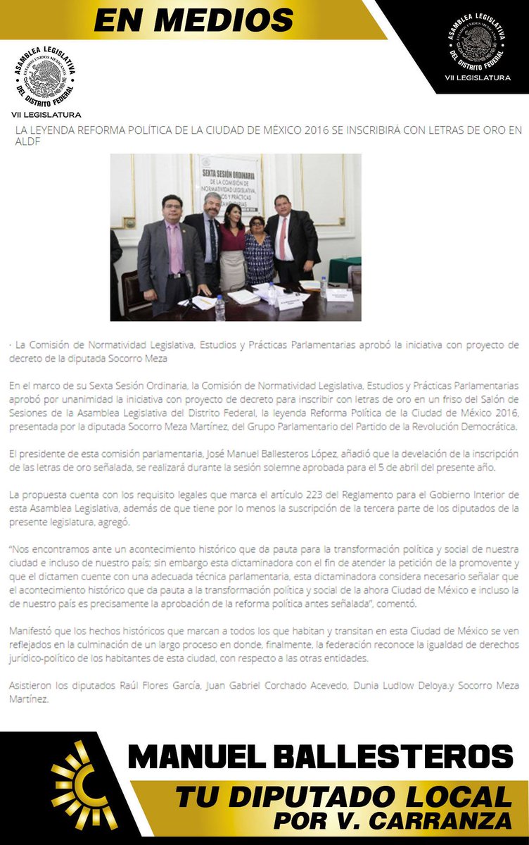 jmballesterosl's tweet image. LA LEYENDA REFORMA POLÍTICA DE LA CDMX 2016 SE INSCRIBIRÁ CON LETRAS DE ORO EN ALDF
aldf.gob.mx/comsoc-leyenda…