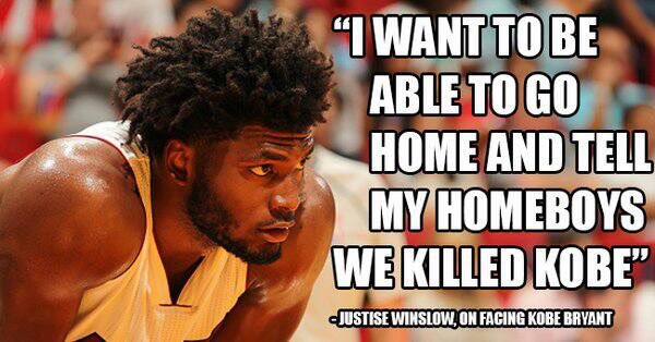 PabloAlsina's tweet photo. Got to love @IAmJustise Winslow just being honest on facing @kobebryant . #HoustonBorn #MiamiHeat https://t.co/F9GdSTfeiy