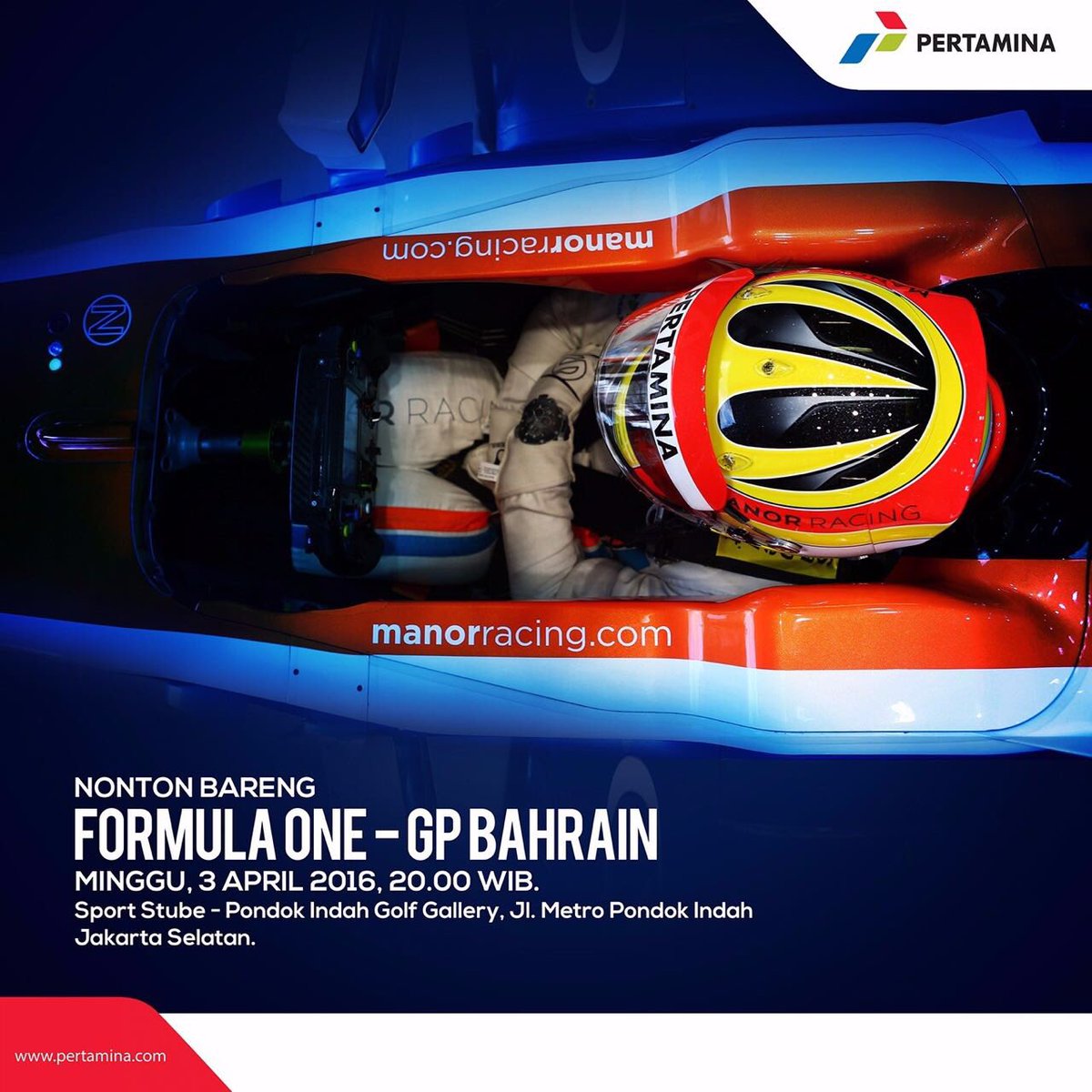 pertamina's tweet photo. Yuk dukung terus Rio di F1! Ikutan nonton brg, Minggu di Sport Stube PI Golf Gallery #RioF1Pertamina #RaiseTheBar https://t.co/EkWpNkJWF2