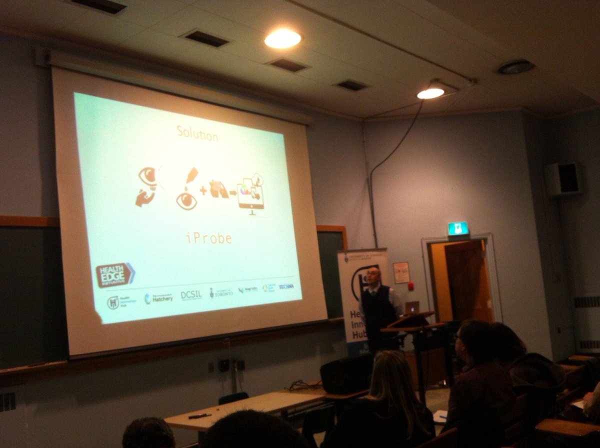 HealthEdgeUofT's tweet photo. iprobe early rapid diagnosis of eye diseases - optiggx pitching at #HealthEdge16 https://t.co/QnaJhbq5Pn
