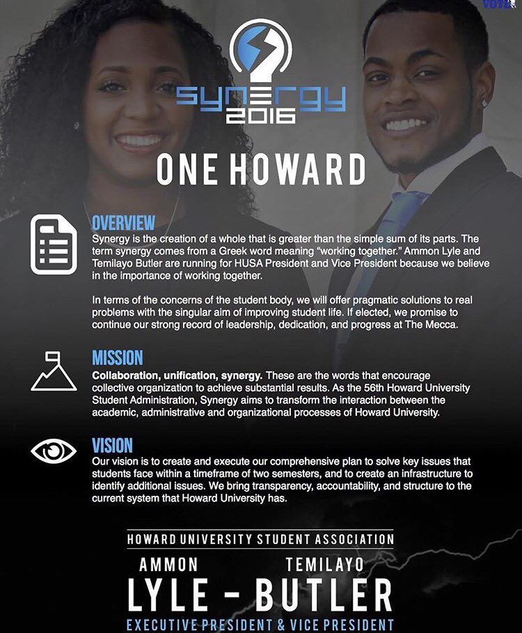 SynergizeHU's tweet photo. ⚡️ VOTE April 1st on BisonWeb! Lyle Butler for One Howard. #SynergizeHU ⚡️ https://t.co/42Yp9Wm1Ve