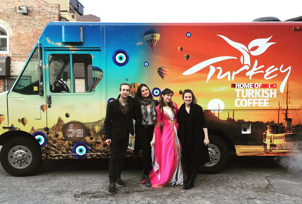 TRCoffeeLadies's tweet photo. Our Turkish Coffee Truck team is ready for its first Toronto tour! @Turkey_Home #TurkishCoffeeTO @TRCoffeeTruck https://t.co/s0TyiAV4DW
