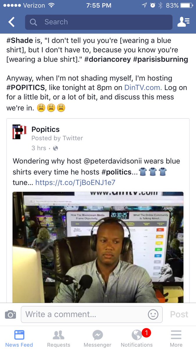 PeterDavidsonII's tweet photo. Hosting #popitics on @DINTV_com from 8-10 tonight (and every Wed.)! Join for interactive politics/pop culture news! https://t.co/np9gDQEihJ