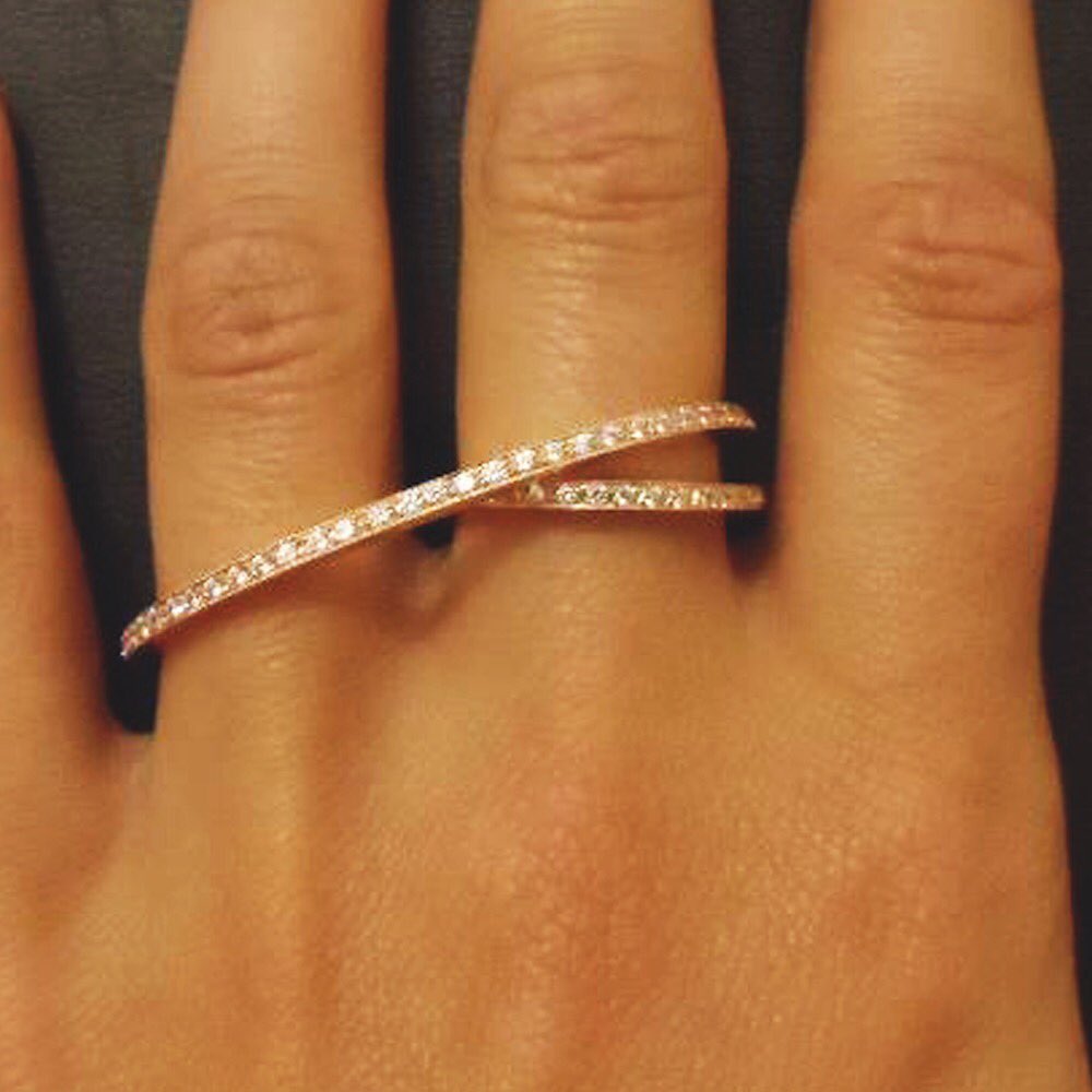 MAISONDEMODE's tweet photo. Stunning @FiyaJewellery Thick Pink Gold Double Ring with White #Diamonds #shopnow #ethicalfashion https://t.co/aYwevO3cgR