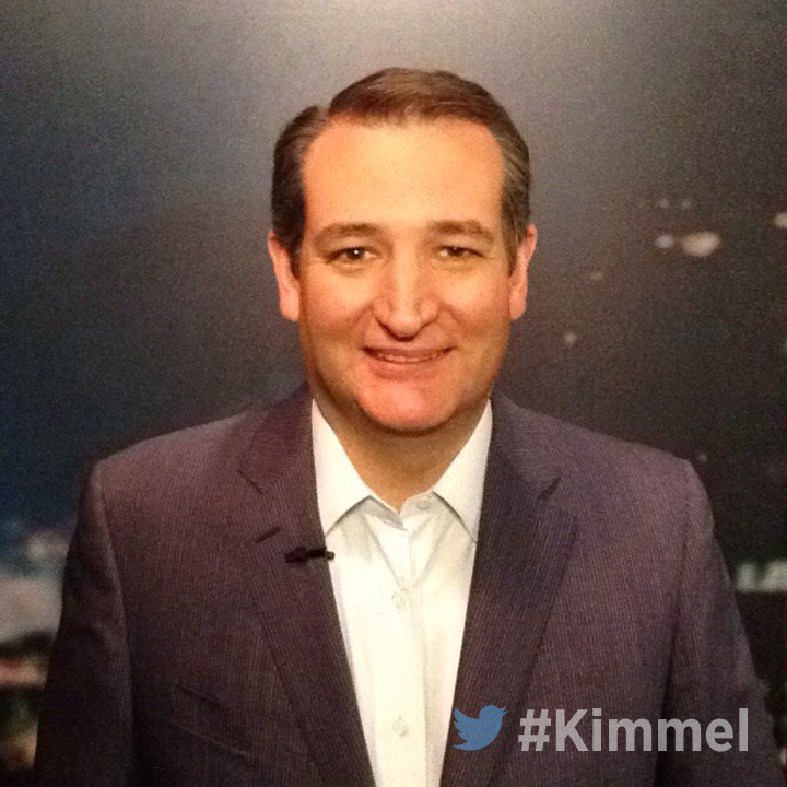 JimmyKimmelLive's tweet photo. Backstage at #Kimmel - NEW show tonight with Senator @TedCruz 11:35|10:35c #ABC https://t.co/yvotX6KnJZ