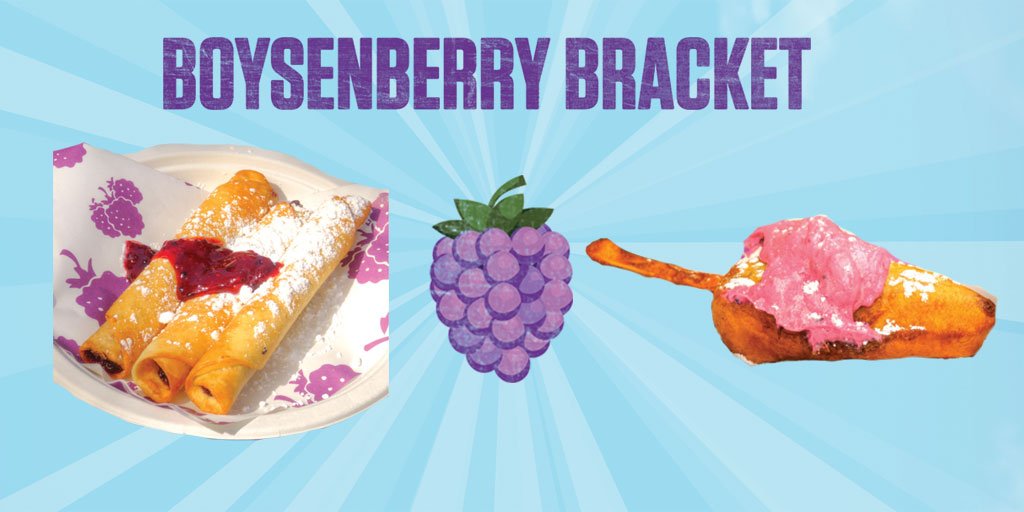 knotts's tweet image. In this delicious bake off, the #FunStick faces the #BoysenberryFlautas. Which gets your vote? #BoysenberryFestival