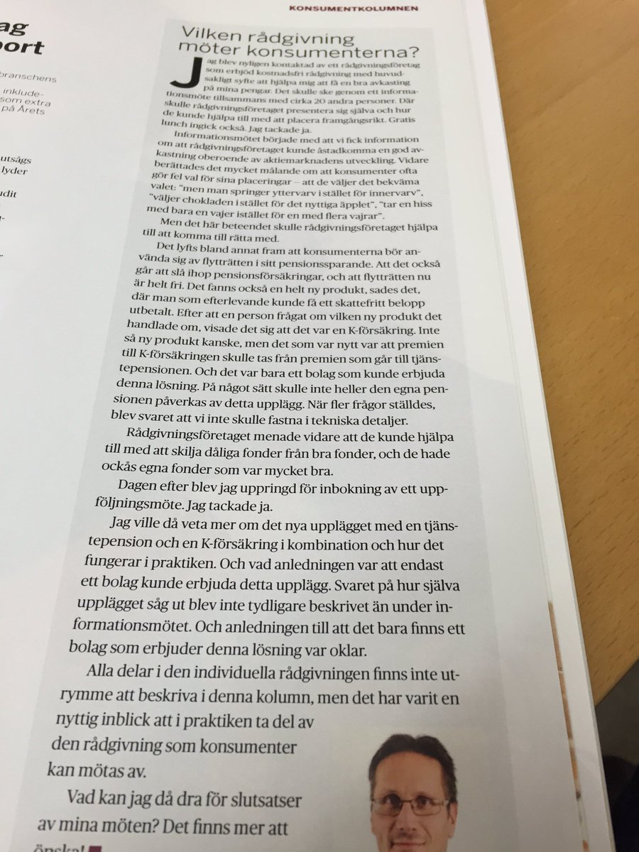 Konsumentkolumnen i <a href="/PensionFormaner/">Pensioner & Förmåner</a> - Vilken rådgivning möter konsumenter