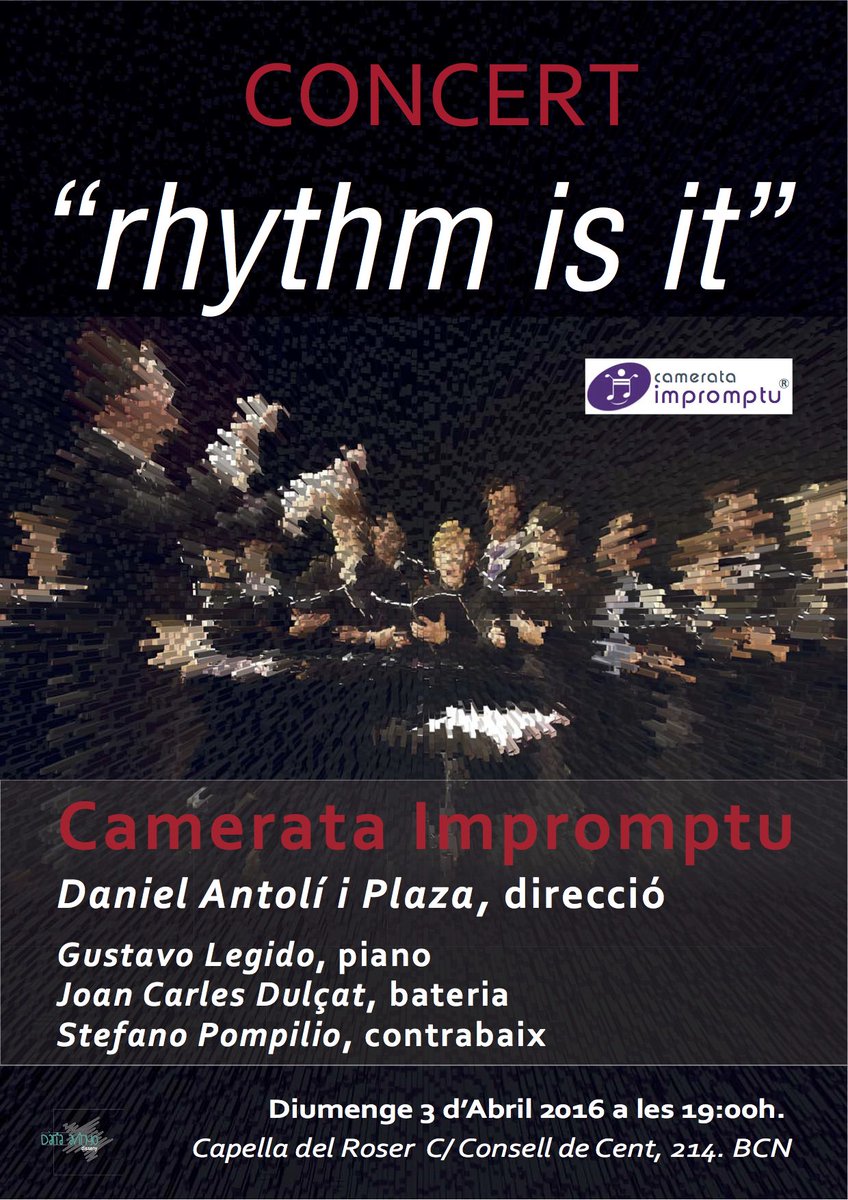 c_impromptu's tweet photo. RHYTHM IS IT
Vine a veure'ns aquest diumenge a la Capella del Roser a les 19h
https://t.co/ldBJ04vLTG https://t.co/9YFCc9CiHj
