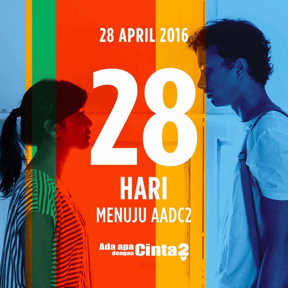 MirLes's tweet photo. Besok April tiba!
28 Hari menuju pemutaran Film #AADC2 
Hanya Di Boskop! ❤️😊 https://t.co/qF0uiWKEfq