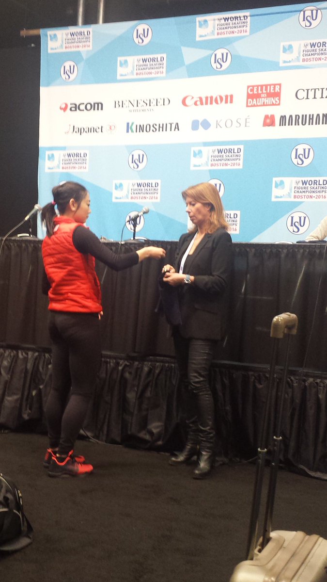 Mirai Nagasu at the draw today.  Good luck Mirai!  You're ready! !# #Worlds2016