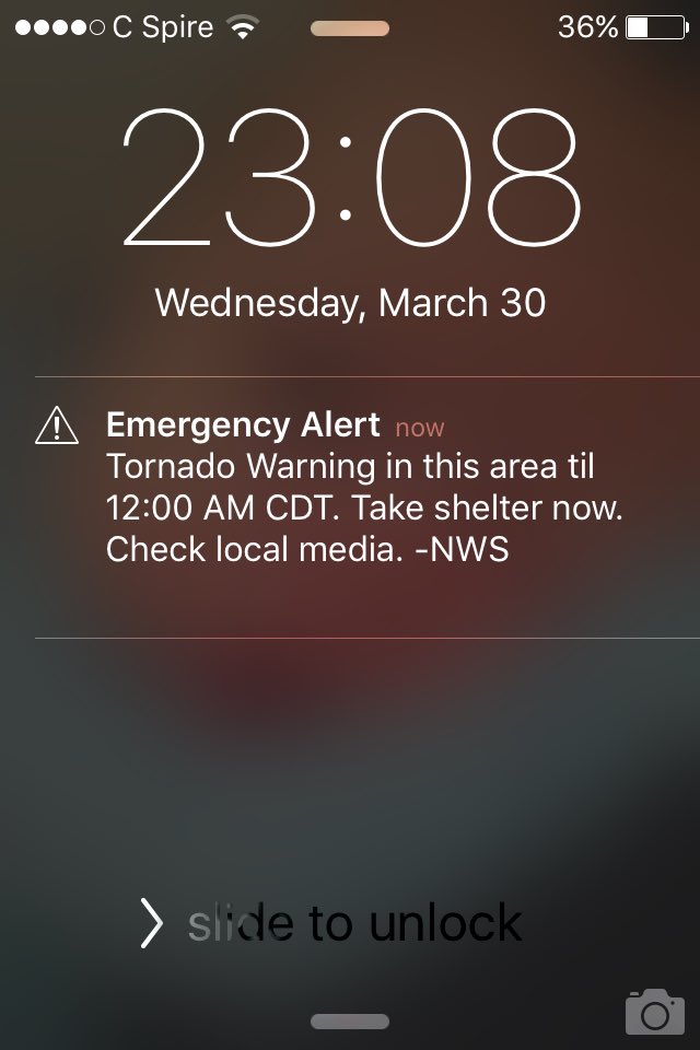 Not the sort of message I like seeing on my phone. Be safe, everyone!! 🌪