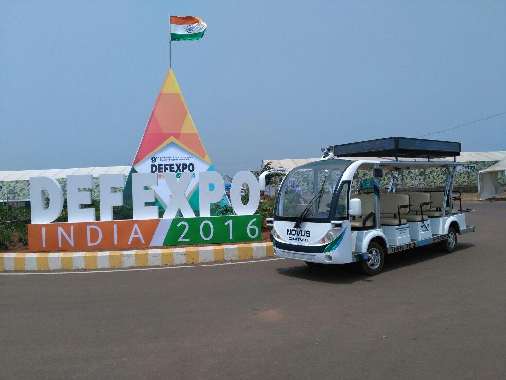 RitukarVJ's tweet photo. @roboticssystemz :Clocking more driverless miles #NovusDrive #VelodyneLiDAR #Defexpo #DriverlessShuttle https://t.co/JDwdjLLu4x