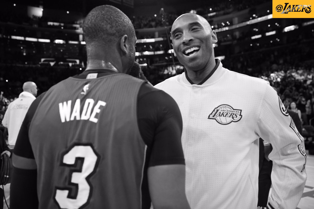 Lakers's tweet photo. Thanks for the battles @DwyaneWade #KB20 https://t.co/sY57BGcIIu