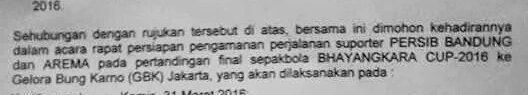 Bukan suudzon nih. Tapi dari surat polda jabar ini. Sepertinya lawan persib di final sudah jelas siapa. x))
