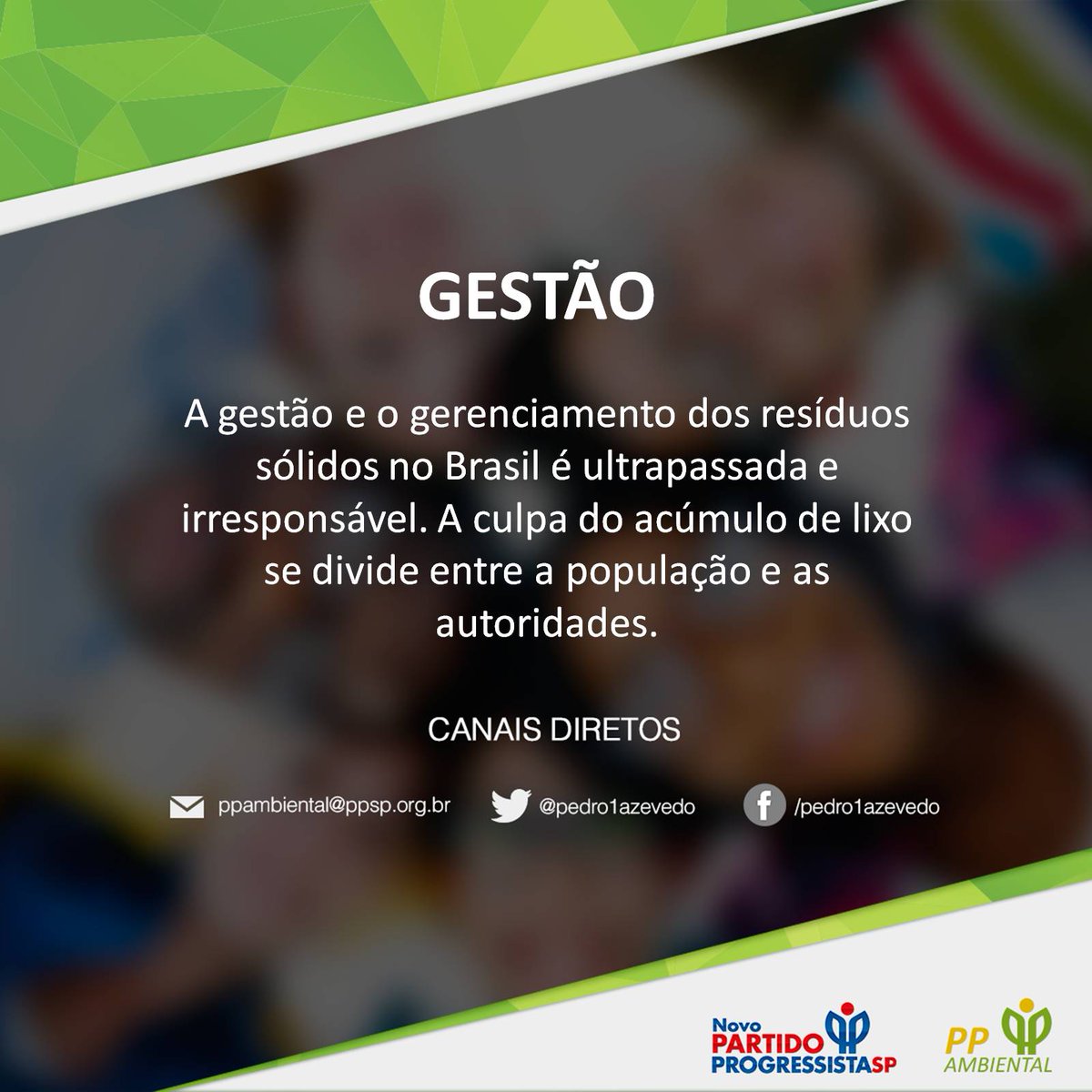 pedro1azevedo's tweet photo. #PPAmbiental @novoppsp #NovoPP #ANovaCaraDaPolítica #MeioAmbiente #Sustentabilidade #Gestão #ResíduosSólidos https://t.co/OcLtrSfWjY