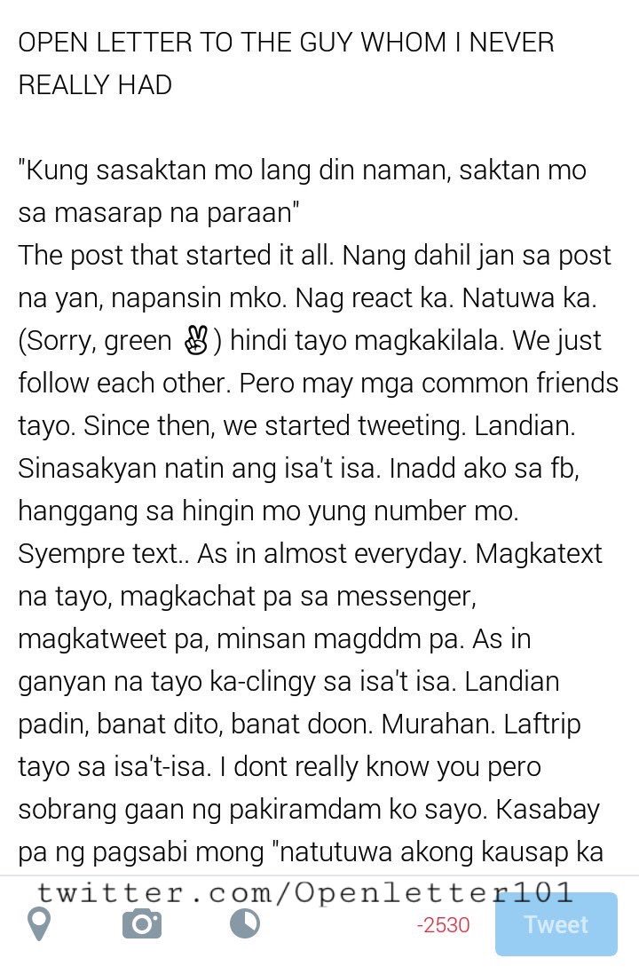 Openletter101's tweet photo. XXXIIIV: "An open letter to the guy whom I never really had...😔" https://t.co/4cnvzn51D5