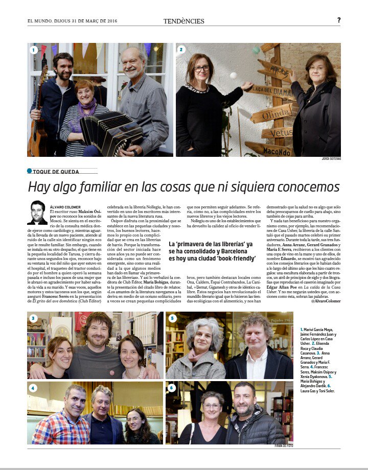 ¡Eps! Toque de Queda en @TendenciesMundo. Hoy, 'la primavera de las librerías' y Ósipov..