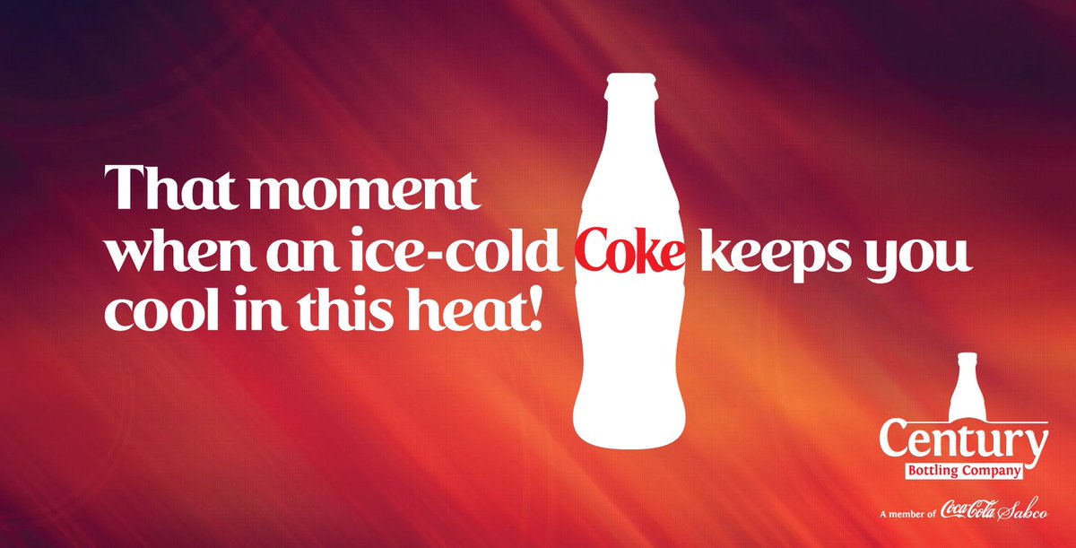 CocaColaBevUg's tweet photo. That moment when an ice-cold COKE keeps you cool in this heat! RT if you feel like a Coca-Cola right now.. https://t.co/yZM0uqt3bu