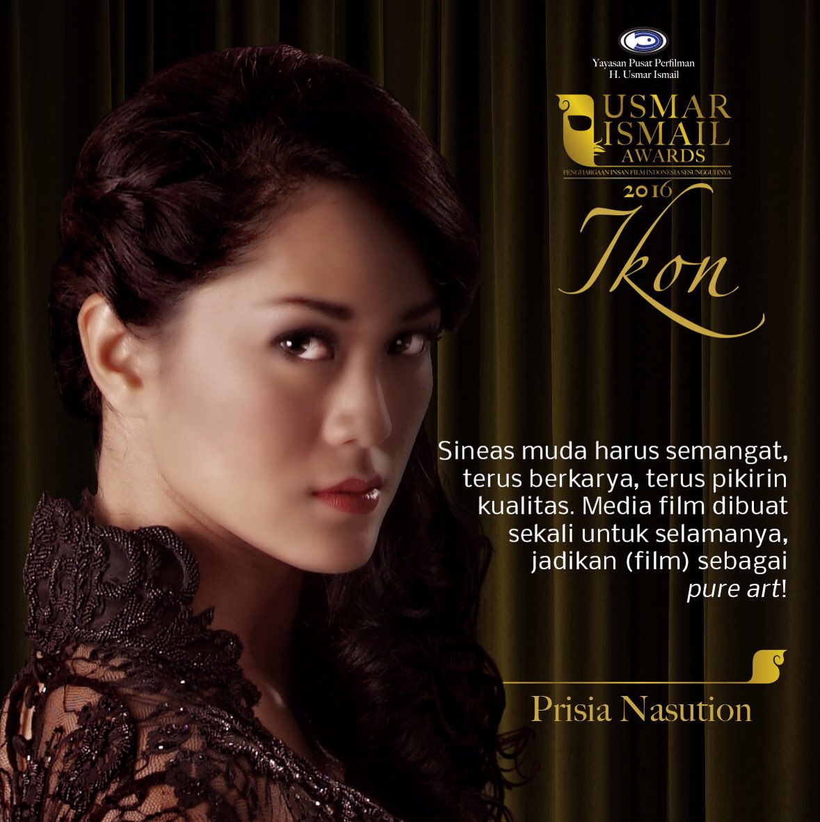 Film sebagai pure art yang yak lekang masa, keren @prisia ! 

#usmarismailawardst7 #RoadToUIA2016