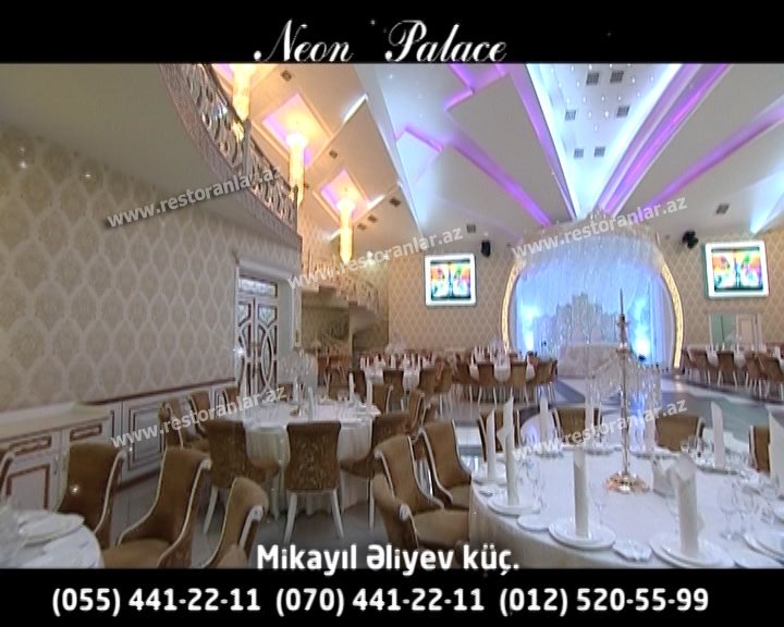 Neon Şadlıq Sarayı 150 nəfərdən 450 nəfərə kimi elit toyların keçirilməsini öz üzərinə götürür !
Mob: (055) 620 0600
