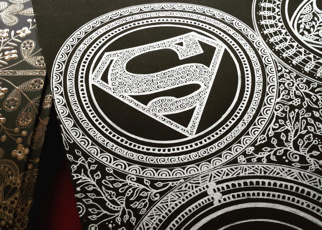 Taz_Maz's tweet photo. New piece I've just finished...#Superman #superhero #art #InkDrawing #zentangles #hennainspired #illustration #love https://t.co/LEqdKi5bPc