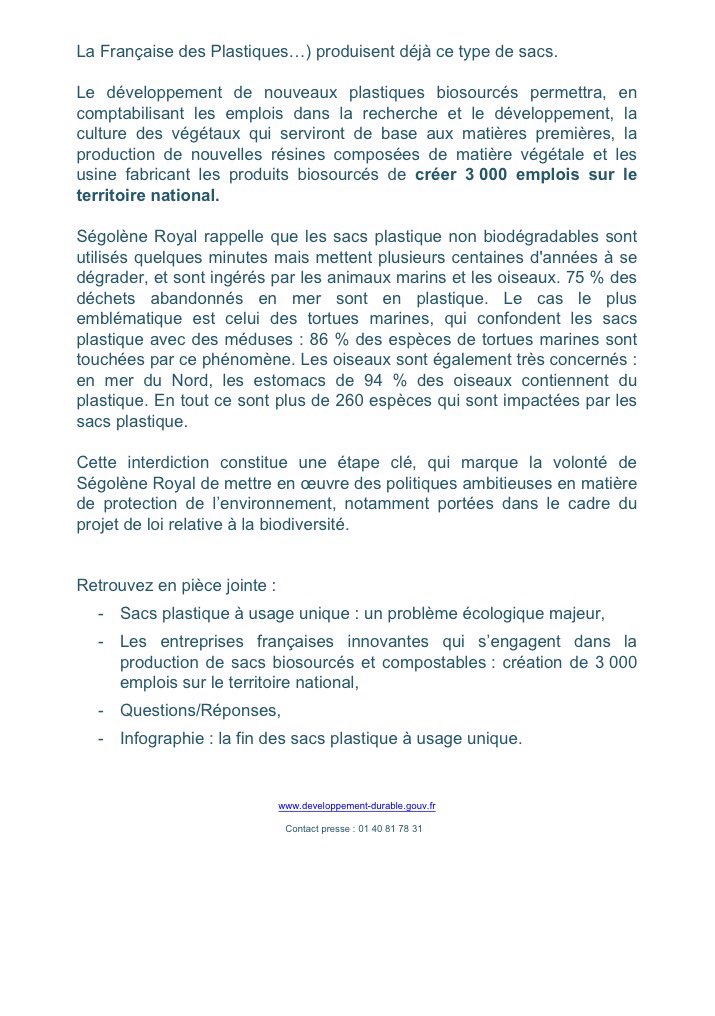 Parution décret interdisant sacs plastique jetables au 01/07/16 publié aujourd'hui : protection environnement