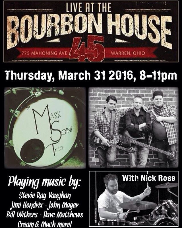 MarkSoini's tweet photo. Tonight!! 8-11 at Bourbon house in #downtown #warren #ohio @DrinkUpYtown @WarrenOhioUSA #rock #blues #band #guitar https://t.co/lyIut59N9a