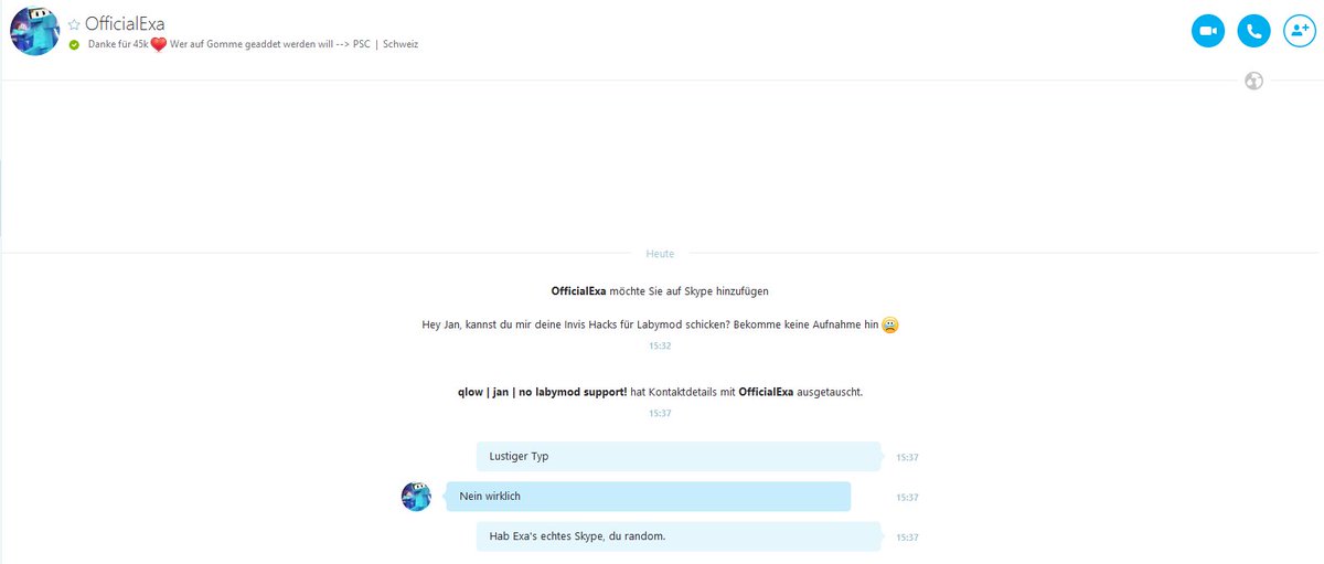 ExaHD's tweet photo. Der Kollege ist ein netter Faker, mein Skype ist privat! https://t.co/FhuQHgQjjO