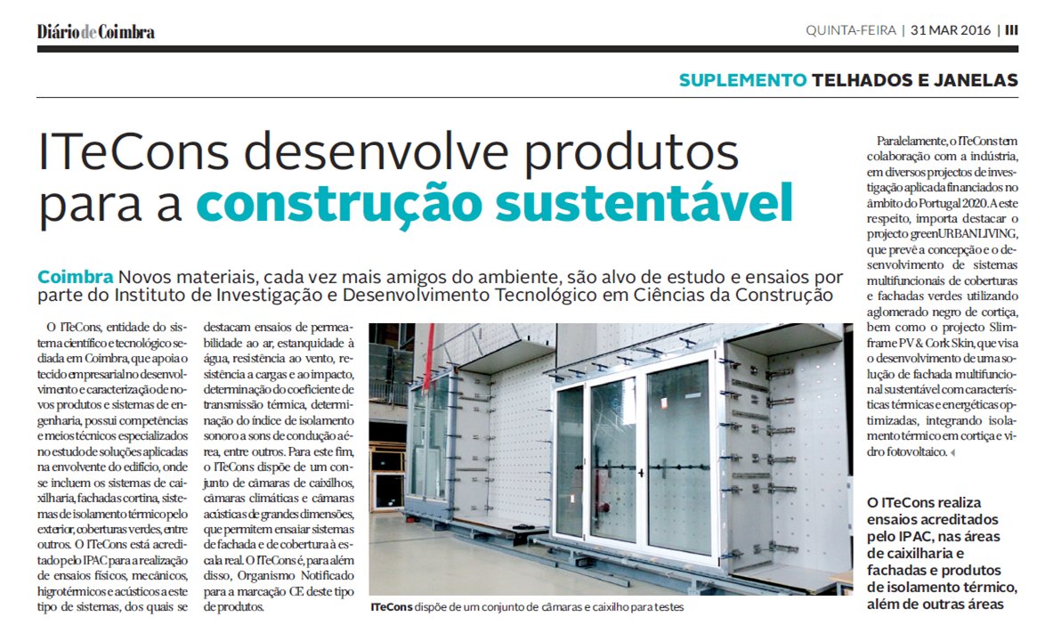 ITeCons na edição de hoje do Diário de Coimbra.