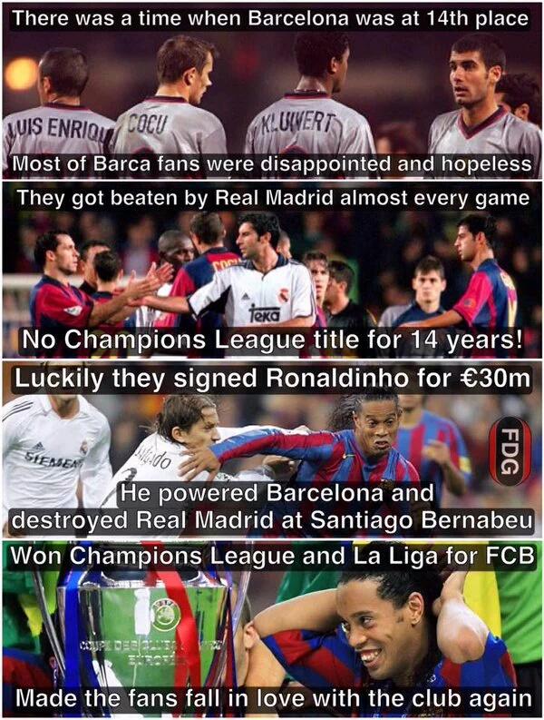 Funny_Futball's tweet image. Leo Messi: &quot;Ronaldinho was responsible for the change in Barcelona.&quot;