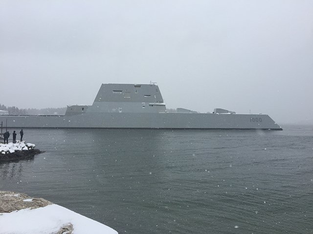 USNavy's tweet image. MT @defense_news: Defense News provides 1st look on #USNavy's future #USSZumwalt at sea - bitly.com/1q5KDru