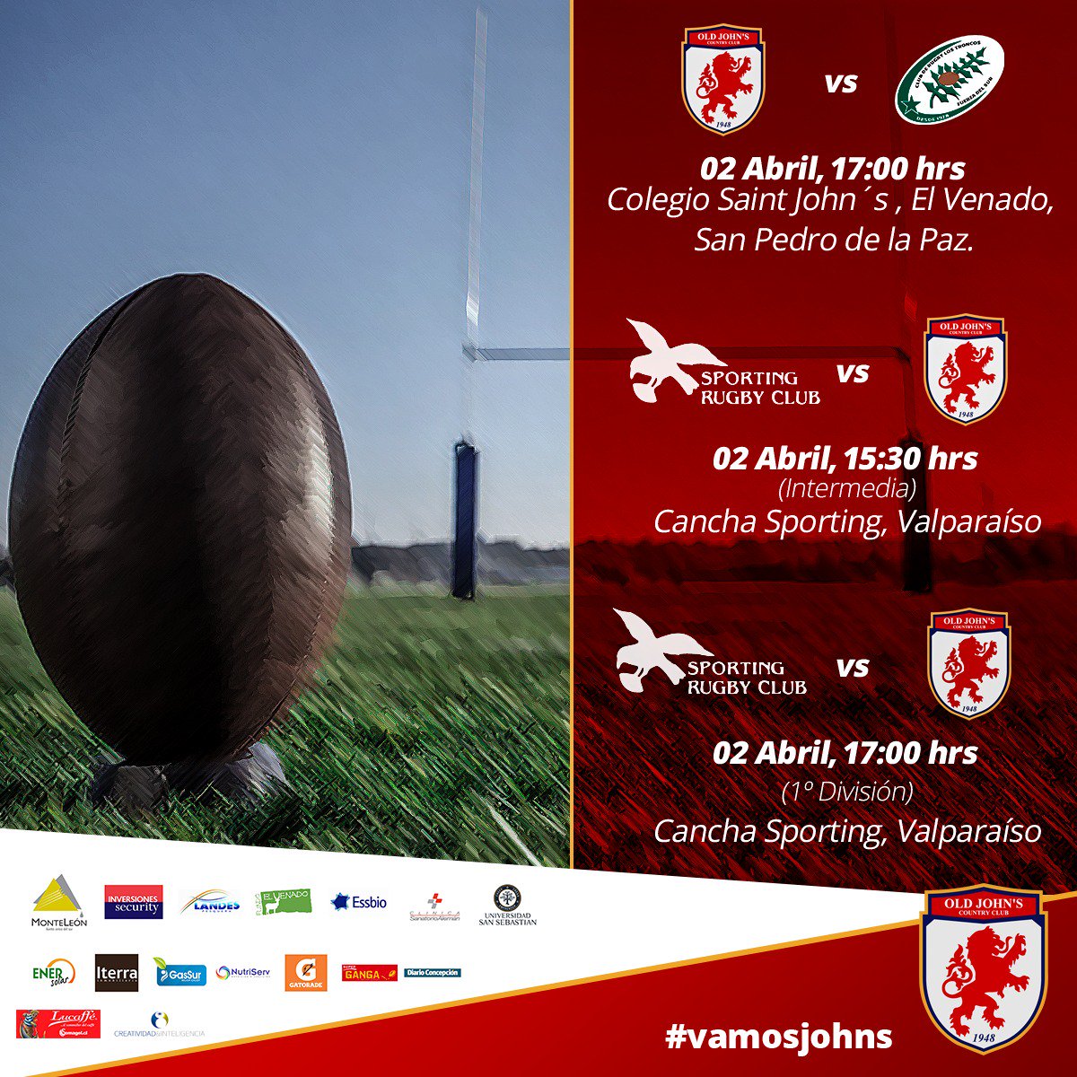 OldJohnsRC's tweet photo. ¡El sábado se tiñe de rojo! 💪 #vamosjohns https://t.co/CR9NLfjcGc