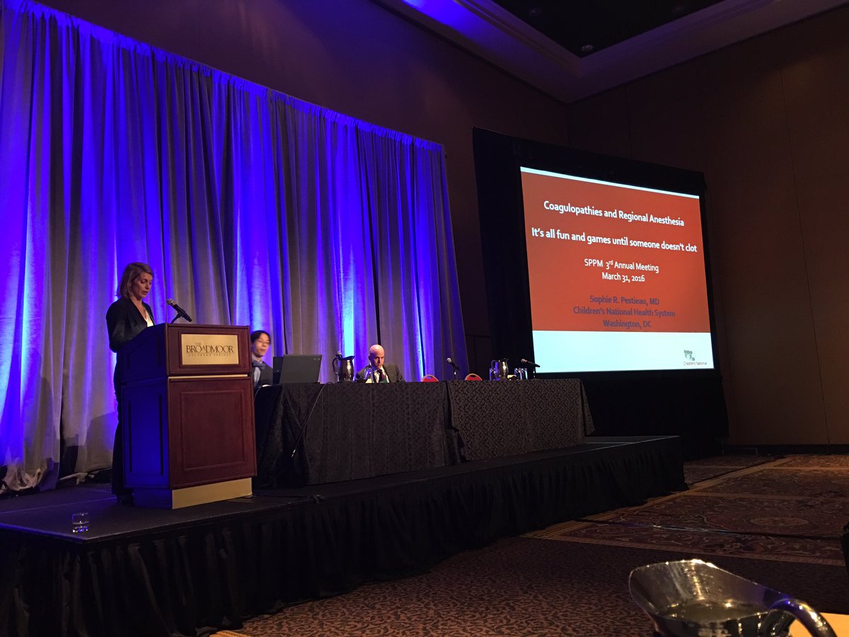 DrSeanBarnes's tweet image. #Pediatric #RegionalAnesthesia and Coagulopathies - Dr Sophie Pestieau #SPPMCOS2016 @PedsPainMed