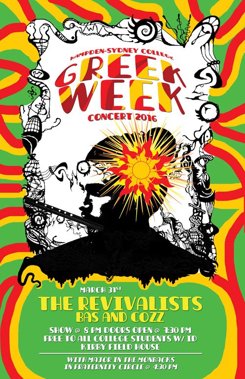 hscbored's tweet photo. Today, the CAC Presents: @MonbackTweets @FiendBassy @cody_macc @therevivalists #GreekWeek2016 #TooHighToRiot https://t.co/PzZwwnuj8K