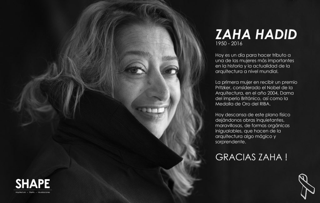 SHAPE_col's tweet photo. GRACIAS ZAHA! #zahahadid #architecture #arquitectura https://t.co/EiZ7msCmxT