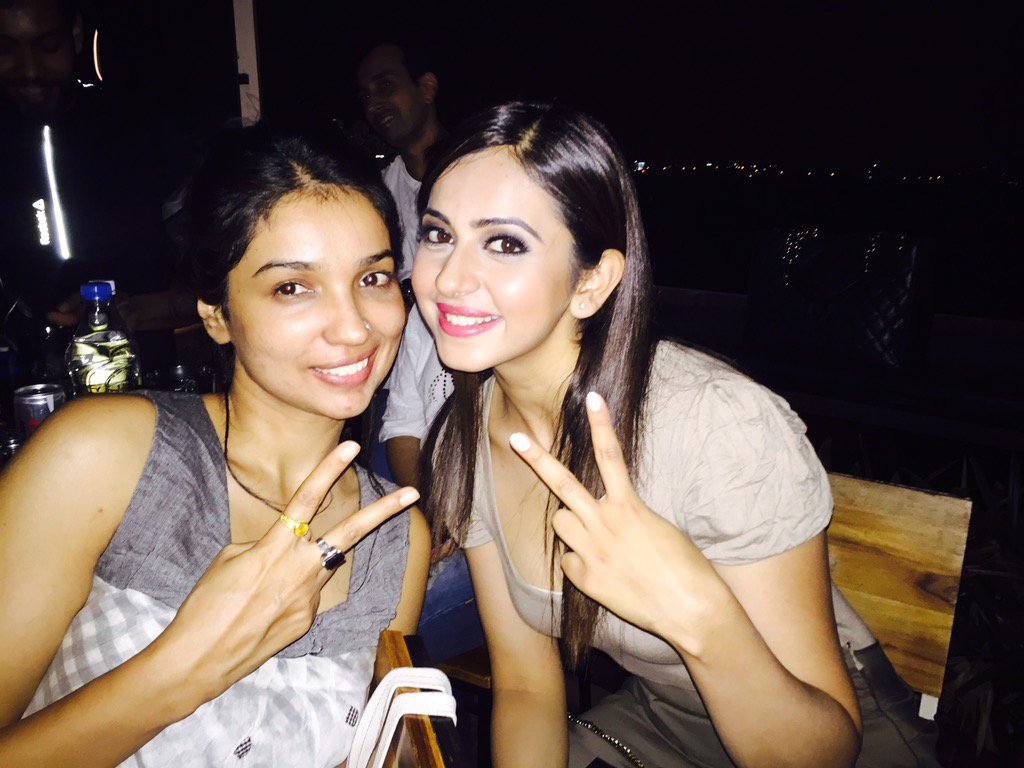 RakulLover's tweet photo. @Rakulpreet Cheering for India n yes v shall win !! Wid @KanikaDhillon ! #T20WorldCup #IndvsWI #bleeeeed blue https://t.co/j1wSDMeY69"