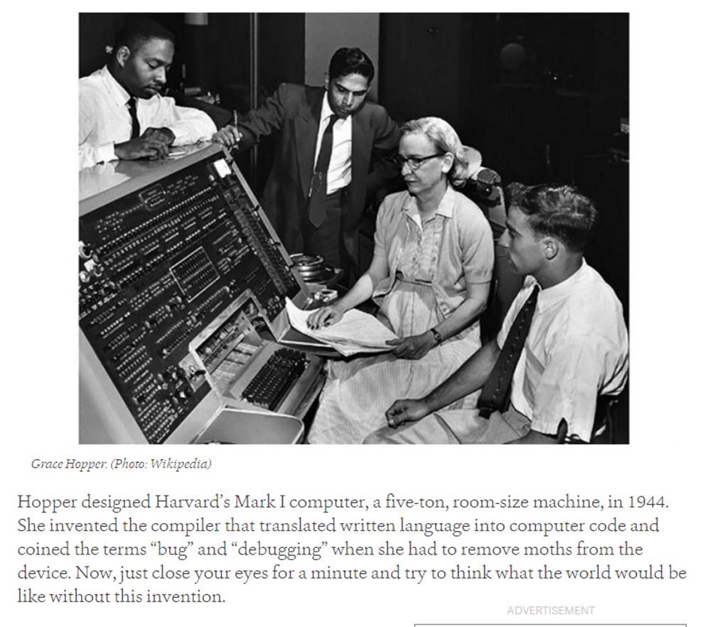 Grace Hopper designed <a href="/Harvard/">Harvard University</a>’s Mark I computer, a five-ton room-size machine in 1944.
