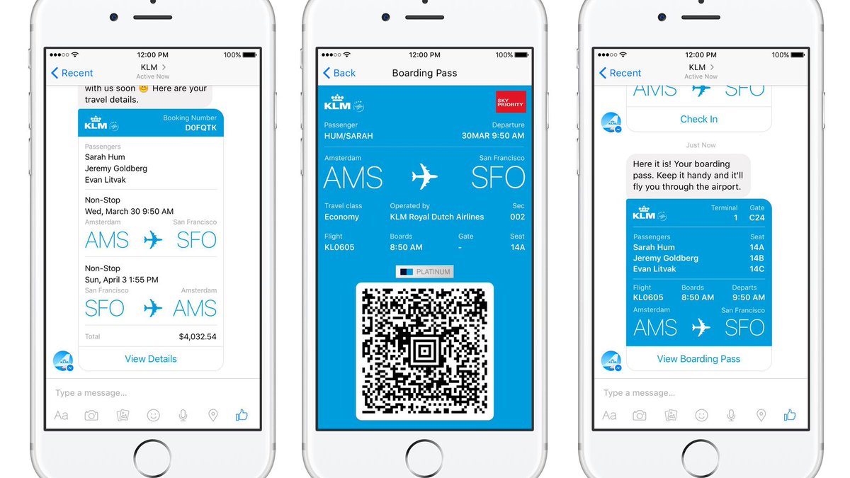 digital_ctp's tweet photo. Facebook Messenger can now be your boarding pass on KLM flights https://t.co/GUzXZ9LM8K #digitaltransformation https://t.co/nolcMAW5us