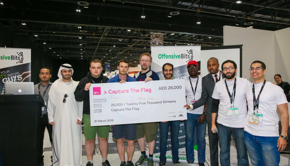 GISECGlobal's tweet photo. #CaptureTheFlag winners! 1st place LC BC and 2nd place Afro Sensei! Congratulations and well done https://t.co/Q5IPB9L2Eu
