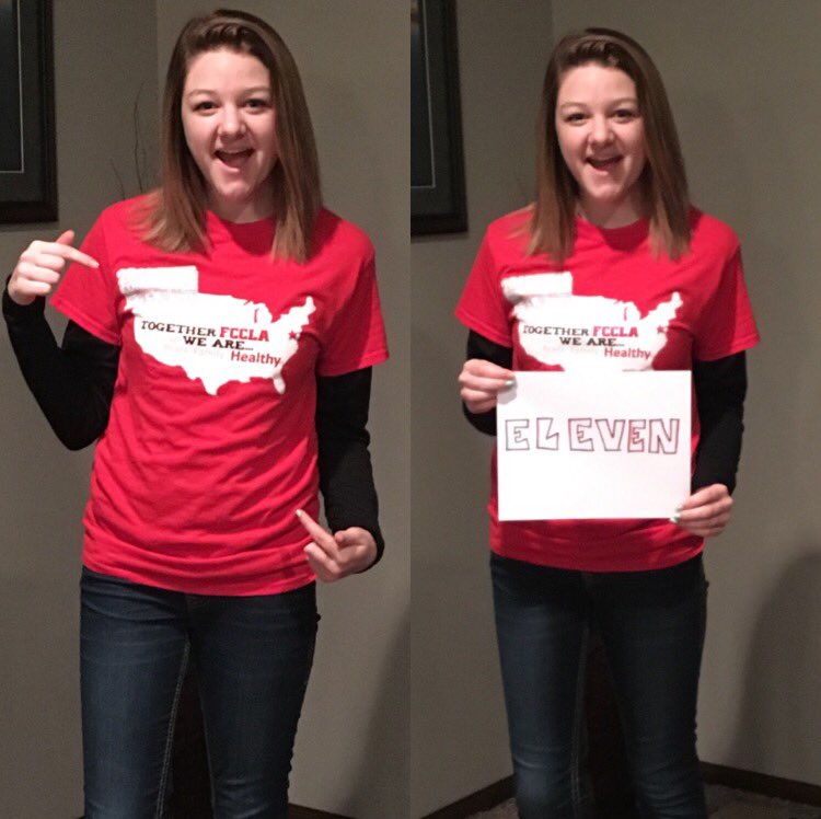 NoDakFCCLA's tweet photo. National Leadership Conference? How about our State Leadership Conference! We have ELEVEN days left! #GoForTheRedND https://t.co/r9iPs61KPR
