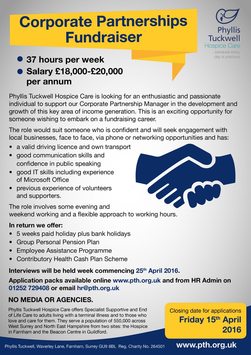 PTHcorporate's tweet image. Join my team!! An exciting opportunity to work @PTHospice in our #fundraising dept #fun #exciting #challenging RT