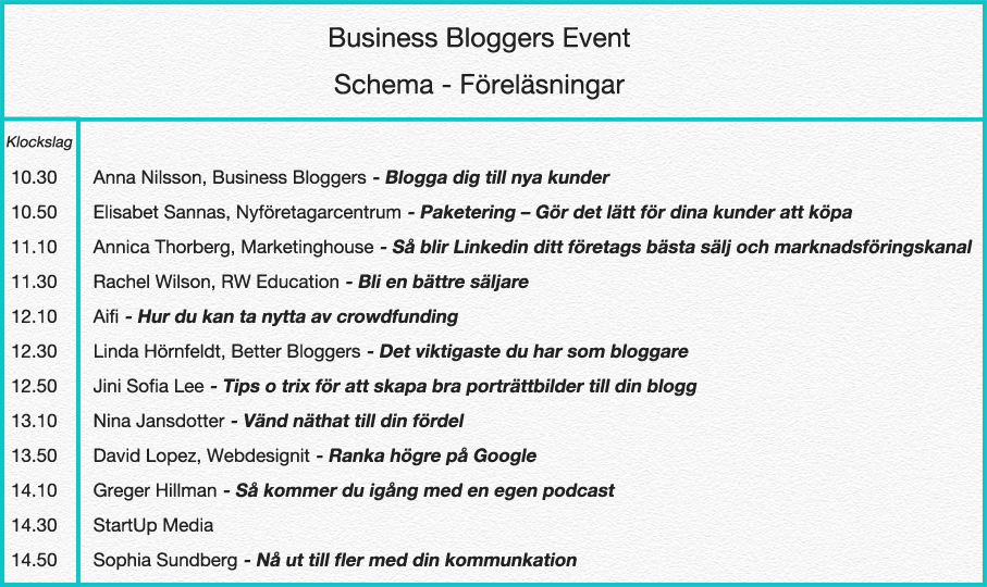 StylingAnna's tweet photo. Schemat för eventet! Idag är sista dagen för att få rabatt på biljetten https://t.co/Mxq8fT4KkC #event #sthlm #blogg https://t.co/HiFOG5IeaF